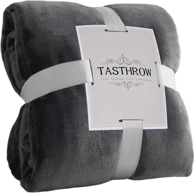 TASTHROW Grey Throw Blanket 60x80 Inches | Soft Plush Cozy Fleece Flannel Throw Blanket, Lightweight Warm Throws for Bed, Couch, Bedroom and Living Room, All Seasons