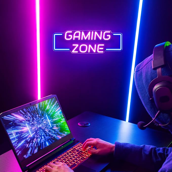 Kavaas Game Zone Neon Signs for Gaming Room Decor - LED Light Neon Sign for Teens Bedroom Decorations - Best Gamer Gifts for Boys, Kids