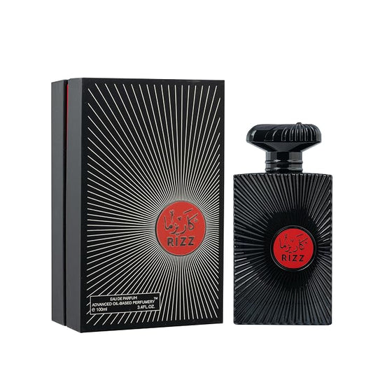 ARIAZ Rizz Men’s Eau De Parfum 3.4 Oz - Warm Woody Aromatic Cologne with Bergamot, Apple, Cinnamon, Amber, Patchouli - Long-Lasting Evening Fragrance for Fall & Winter