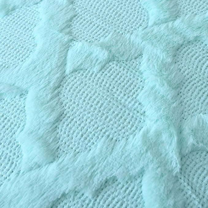 Set of 2 Soft Moroccan Throw Pillow Covers 16x16 Inch Plush Boho Decorative Pillow Cover Accent Cushion Case for Couch Sofa Bed, Light Aqua