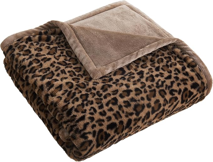 Luxury Leopard Print Faux Fur Cheetah Throw Blanket Reversible Soft Thick | Rabbit Fur Flannel Fleece Warm Fuzzy Plush Blankets for Couch Bed Sofa Cozy Gift for Women Throw 50x60 inches