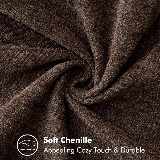 MIULEE Decorative Lumbar Throw Pillow Covers 12x20 Inch Dark Brown 2 Pack | Farmhouse Pillow Covers with Stitched Edge, Soft Chenille Cushion Cases, for Couch Sofa Bed Living Room Home Decor
