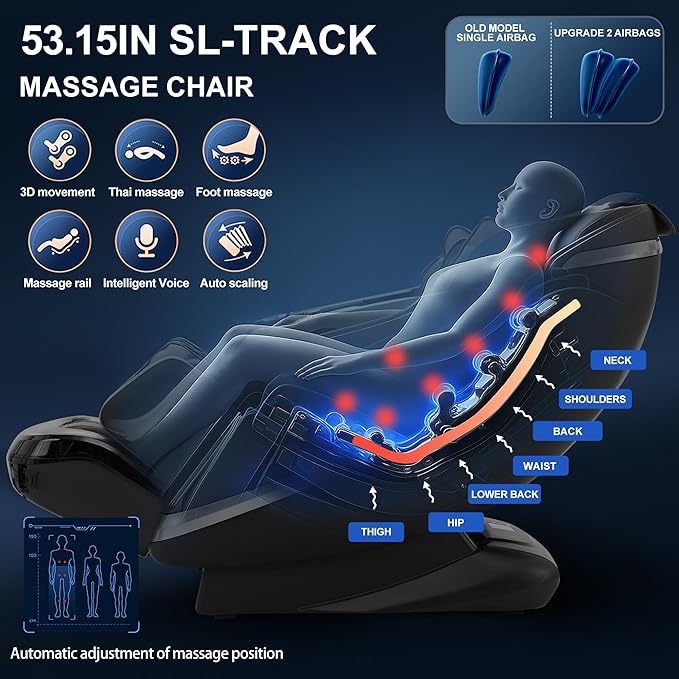 2025 Massage Chair Full Body with 12 Auto Modes,Zero Gravity SL-Track Shiatsu Massage Chair with AI Control,Auto Body Detection,Foot Rollers,Body Scan and Waist & Calf Heating