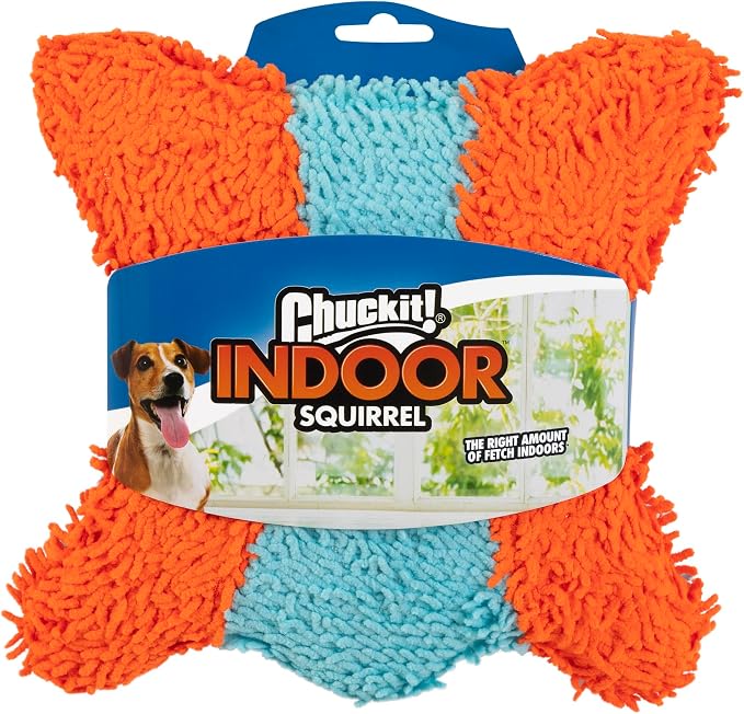 Chuckit! Indoor Fetch Squirrel Toy for Dogs, Orange and Blue