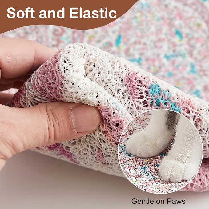 Glittme Cat Litter Mat, 24"x15" Non-Slip Washable Trapping Mat for Cats | Litter Trapping Mat With Thick PVC Coil To Catch Scatter, Soft On Paws And Waterproof Bottom To Protect Floors