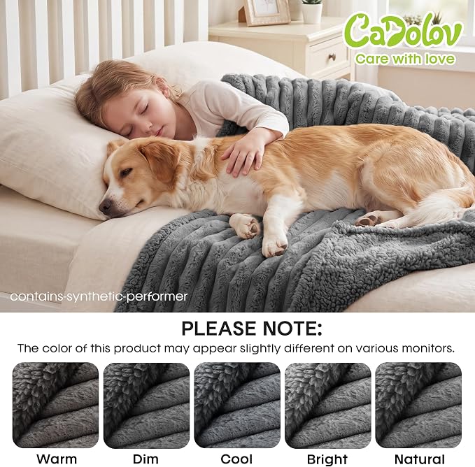 Waterproof Pet Blanket for Dogs & Cats, 27x39in, Grey | Washable Reversible Calming Pet Bed Cover, Soft Comfy Leakproof Blankets, Liquid Pee Proof Bed Couch Furniture Protection