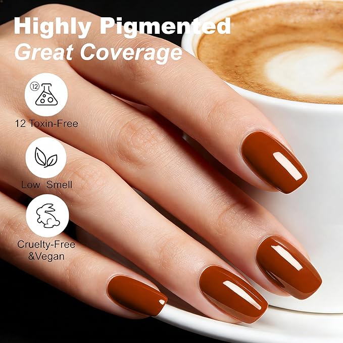 YTD Likomey Caramel Brown Gel Nail Polish,15ml Salon Home DIY Manicure and Pedicure Fall Winter Soak Off UV Color Varnish,CS471