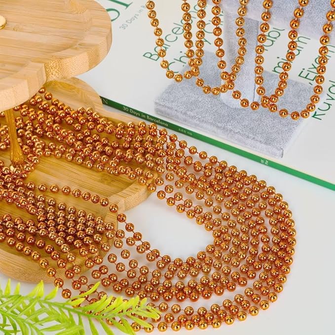 24PCS Bead Necklace, Orange Bead Necklaces Party Favors, 33" Mardi Gras Necklaces, Festival Parade Throw Accessories for Mardi Gras Halloween Wedding Celebrations Decorations