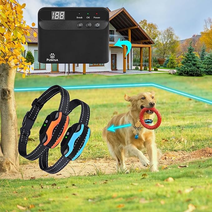 PcEoTllar Electric Fence for Dogs, Underground Dog Fence System, 2 Collars