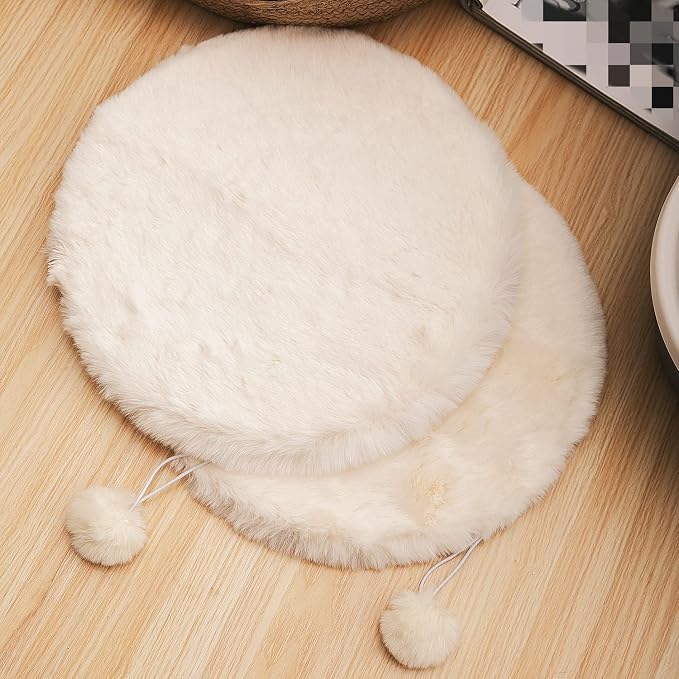 SHENGOCASE 2-Pack 14" Round Faux Rabbit Fur Cat Dog Bed Cushion Pad Mat, Cat Tree Tower Replacement Cushion Pad for Window Perch Carrier House Cage Crate Kennel Furniture