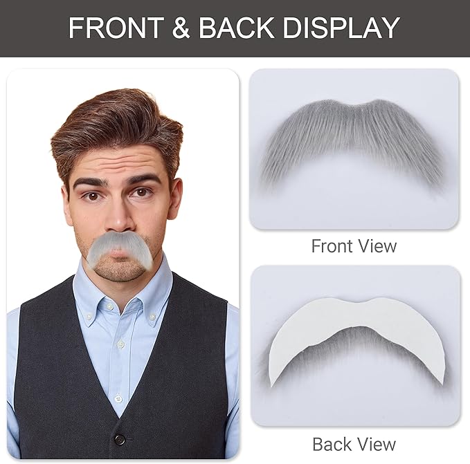 Fake Mustache for Men Classic Halloween Self Adhesive Fake Beard Novelty Stick On Fake Mustaches
