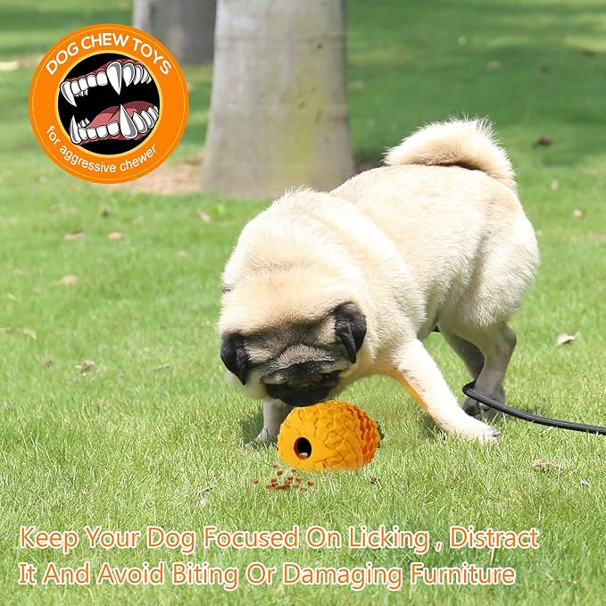 Indestructible Pineapple Dog Toy - Small Aggressive Chewers Training | Heavy Chew, Treat Dispenser, Power Chewer, Durable Puzzle, Tough Interactive, Easy Clean