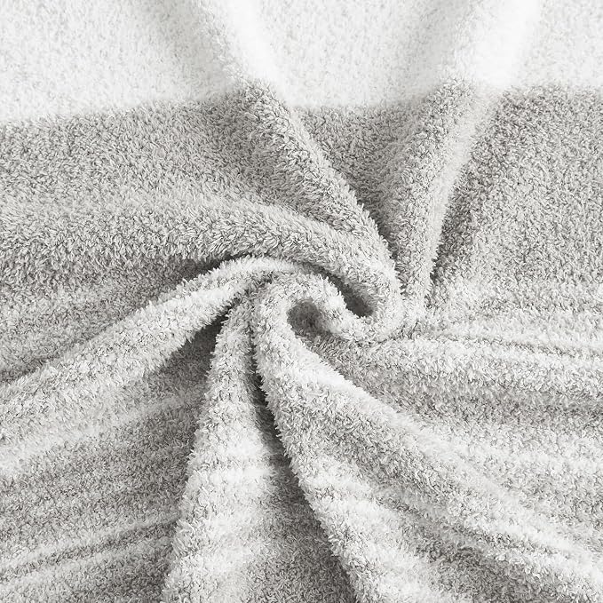 Soft Throw Blanket for Couch-Cozy Reversible Knitted Blankets | Lightweight Warm Fluffy Decor for Women, Mom, Her & Girls, Sofa, Chair, Bed, 50x70in,Grey Stripe