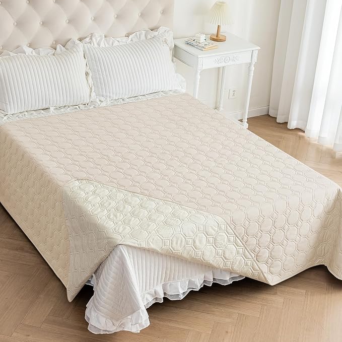 ZNSAYOTX Ultimate Cozy Blankets (82"x82") 100% Waterproof Bed Mat Blanket for Dog Pets, Couch Sofa Protector with Non-Slip Back Washable Durable, Pee Scratch Proof Easy to Clean (Beige)