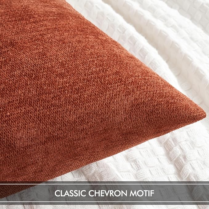 MIULEE Pack of 2 Rust Decorative Fall Pillow Covers 18x18 Inch | Soft Chenille Couch Autumn Throw Pillows Farmhouse Cushion Covers for Home Decor Sofa Bedroom Living Room