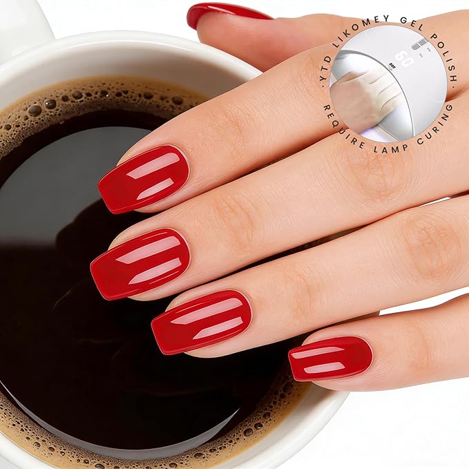 YTD Likomey Bright Red Gel Nail Polish,15ml Salon Home DIY Manicure and Pedicure Fall Winter Soak Off UV Color Varnish,CS446
