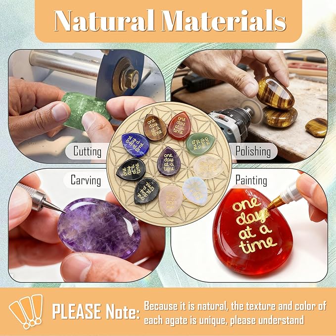 LAIDANLA Worry Stone for Anxiety Lapis Lazuli Healing Crystal Sensory Fidget Thumb Stones Relief Items One Day at A Time Meditation Inspirational Sobriety Thinking of You Gifts for Women Men