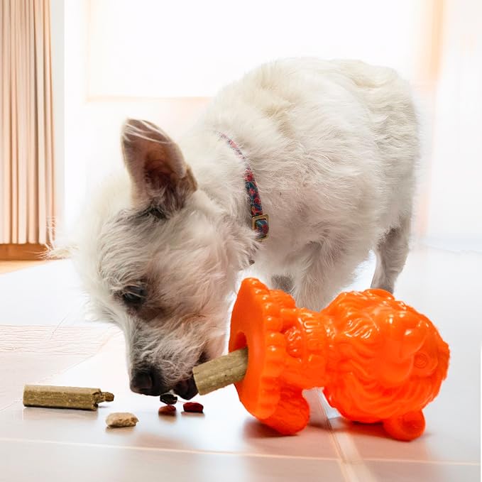 KONG Rewards Zoolooz Treat Dispenser Toy – Interactive Enrichment Puzzle for Dogs – Dispenses Treats & Kibble – Use Ziggies – Assorted Animals (Orange Lion)