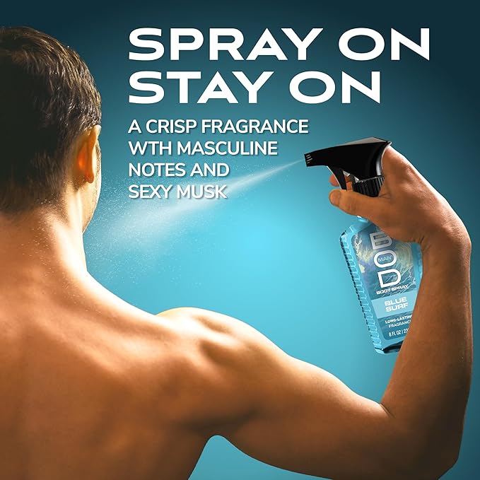 BOD man Fragrance Body Spray, Blue Surf, 8 fl oz (Pack of 2)