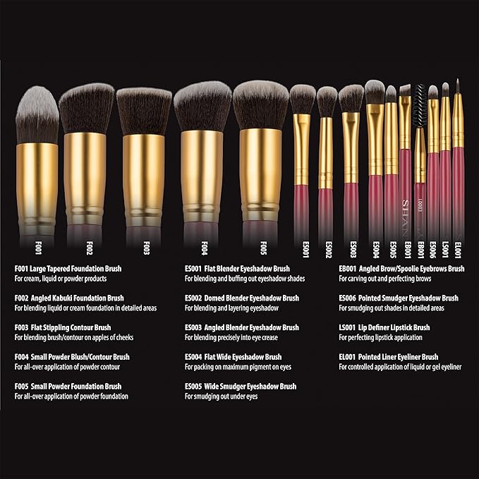 SHANY14 Piece Makeup Brush Set – Elite Cosmetics Brush Collection - Complete Kabuki, Eyes, Face, powder, foundation Makeup Brush Set - LILY