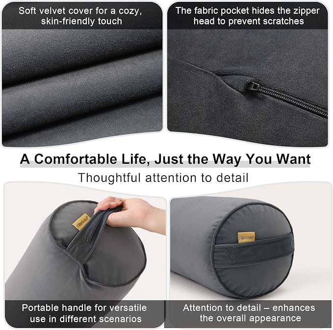 Body Pillow for Adults,Long Round Pillow,Big Cylindrical Pillow,Large Full Bolster Pillows for Side Sleepers (Charcoal Gray, 47.24"*7.87")