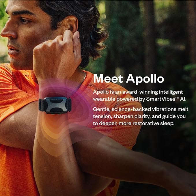 Apollo Neuro Wearable & 12-Month SmartVibes AI Membership – Sleep Aid & Stress Relief Device | Fall Asleep Faster, Sleep Longer & Deeper | Boost Focus, Relaxation & Calm (Glacier)