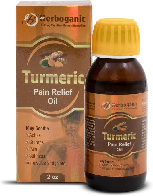 HERBOGANIC Natural Turmeric Oil 2oz 100% Pure and Natural Oil for Massage
