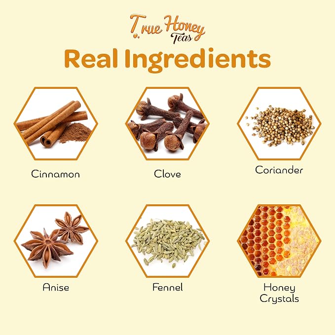 True Honey Chai Tea Pods - All Natural Organic Cinnamon, Clove, Coriander, Anise and Fennel - 22 Count
