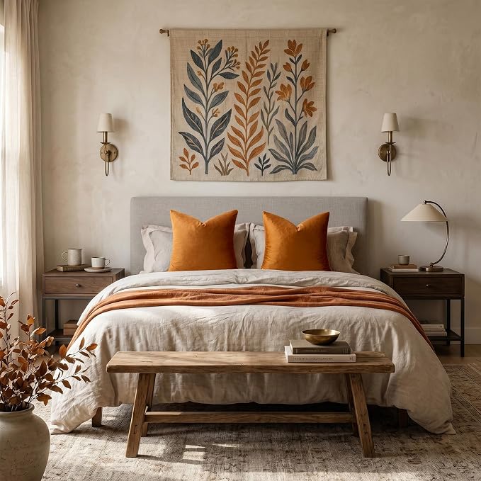 GIGIZAZA Orange Velvet Pillow Covers 24x24 Decorative Pillows Pack of 2 | Throw Pillows for Couch Sofa,280gsm Soft Textured Fabric,Modern Square Pillowcases,Luxury Cushion Covers