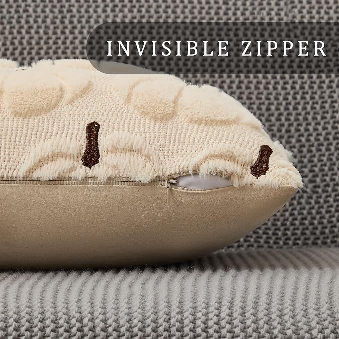 DFXSZ Fall Pillow Covers 20x20 2Pcs Beige Brown Pumpkin Fall Decorations | Fall decor Set of 2 Throw Pillow Cases Soft Plush Faux Fur Wool Couch Cushion for Chair Sofa Bedroom Living Room Home Decor