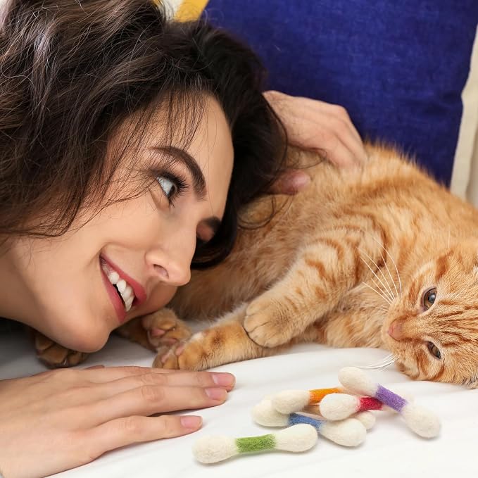 Glaciart One MINI Swabs Cat Toys with Catnip - 6 Pk | Durable for Chew, Cute Cat Toys Interactive Kitty for Boredom, Exercise, & Play | Filled w/Organic Catnip for Anxiety & as Digestive Aid