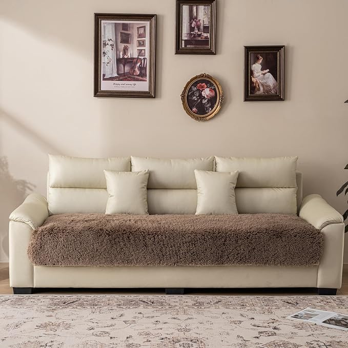 Dogs/Cats Bed Mats, Dog Pad Washable Removable Couch Cover with Anti-Slip Back, Plush Long Fur Mat, Perfect for Small, Medium and Large Dogs.(Brown, 30"x70")