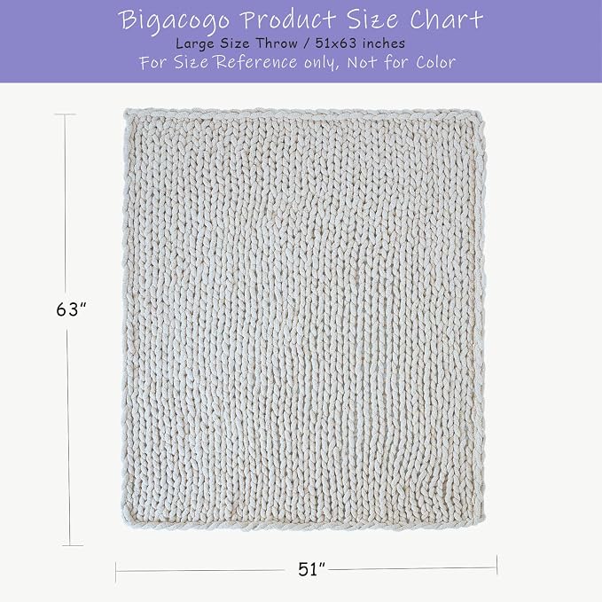 Bigacogo Chunky Knit Throw Blanket for Couch, 51x63 inches, Rose Tan | Hand Knit with Jumbo Chenille, Soft Breathable Cable Knit for Sofa Bed Living Room, Machine Washable, Gift for Mom Friend