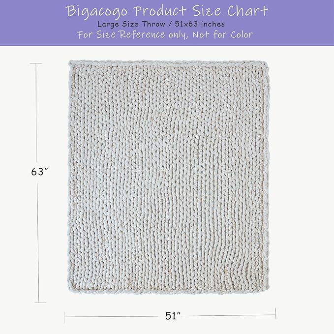 Bigacogo Chunky Knit Throw Blanket for Couch, 51x63 inches, Peach Fuzz | Hand Knit with Jumbo Chenille, Soft Breathable Cable Knit for Sofa Bed Living Room, Machine Washable, Gift for Mom Friend
