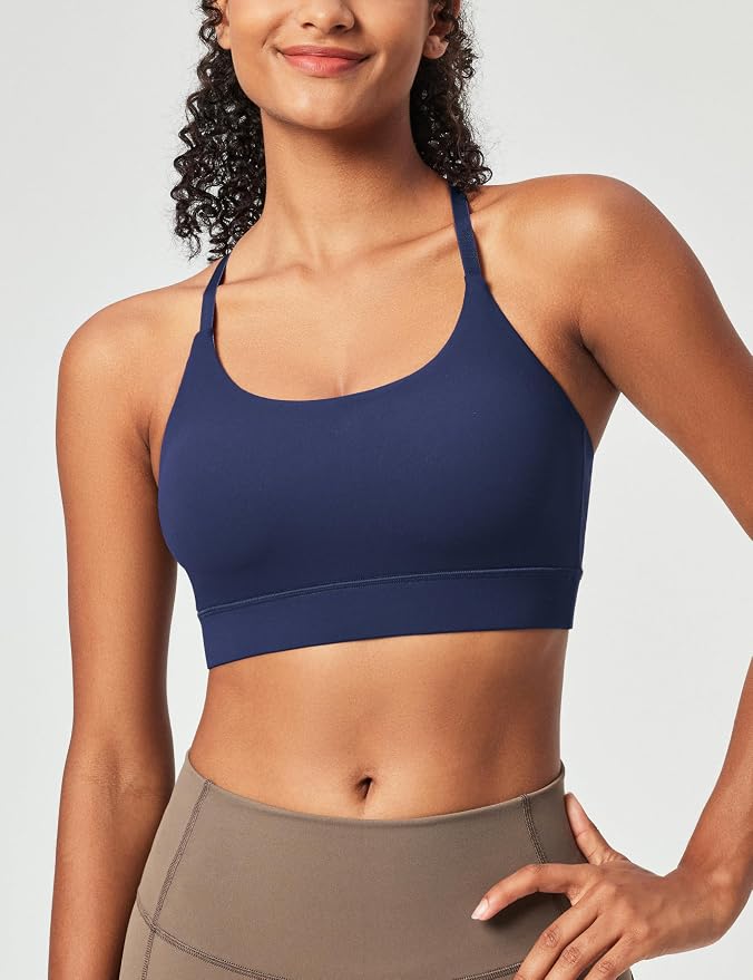 Heathyoga Sports Bras for Women Adjustable Strappy Sports Bra Y-Back Low Impact Racerback Workout Bra with Removable Pads
