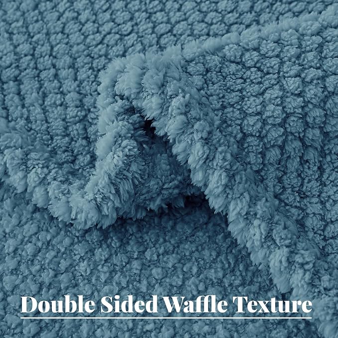Whale Flotilla Soft Fleece King Size Bed Blanket, Slate Blue | 90x104 Inch, Suitable for Bed, Fluffy Fuzzy Jacquard Blankets for All Season, Lightweight and Cozy