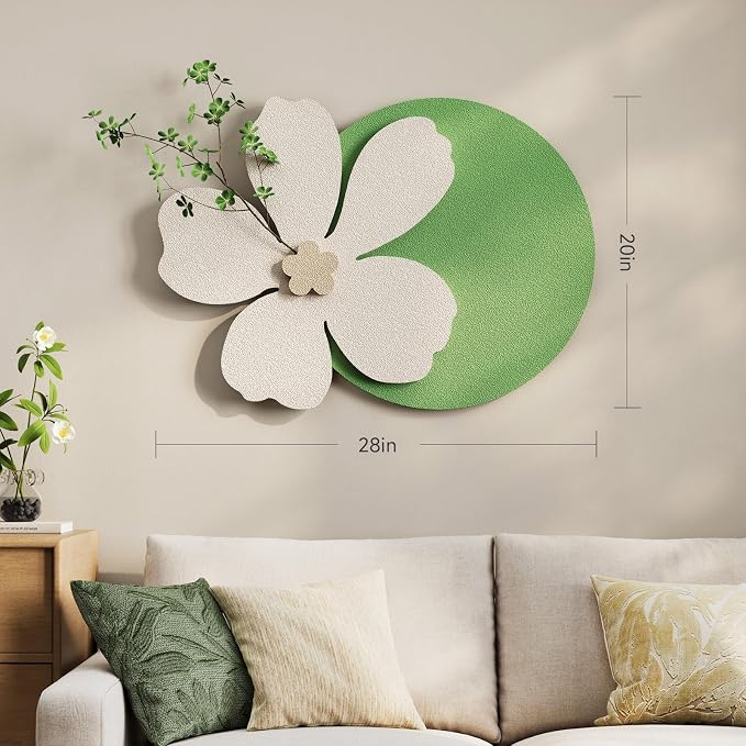 3D Textured Sage Green Minimalist Wall Art Decor, Boho Beige Botanical Floral Artwork for Walls, Cream Sandstone Texture Wall Decor for Living Room, Dining Room, Bedroom, Hallway, Home Office