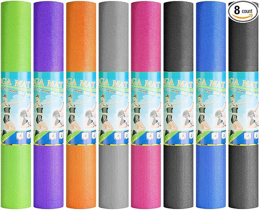 3 mm Thin Yoga Mats Bulk, Lightweight PVC Exercise Mats Non Slip Workout Fitness Pads for Yoga Pilates Stretching Classes Gym Home Studio, Easy to Clean