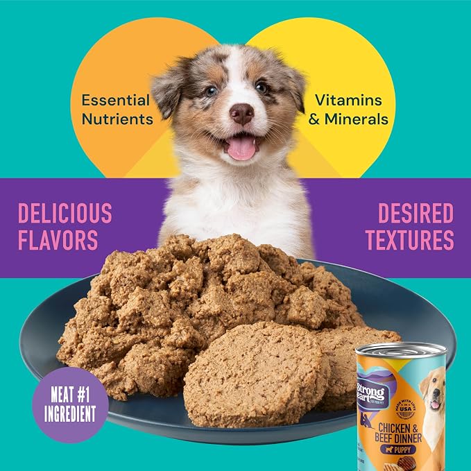 A Strong Heart Puppy Dog Food, Chicken & Beef, 13.2oz, 12-Pack | Complete & balanced puppy formula, AAFCO growth & reproduction, Made in USA