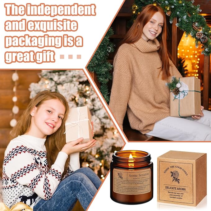 MTLEE 48 Pcs Scented Candles Bulk End of Year Teacher Thank You Gift Candles Wedding Aromatherapy Soy Wax Jar for Birthday CNA Week Appreciation Staff Coworker Guest Favor(Amber)