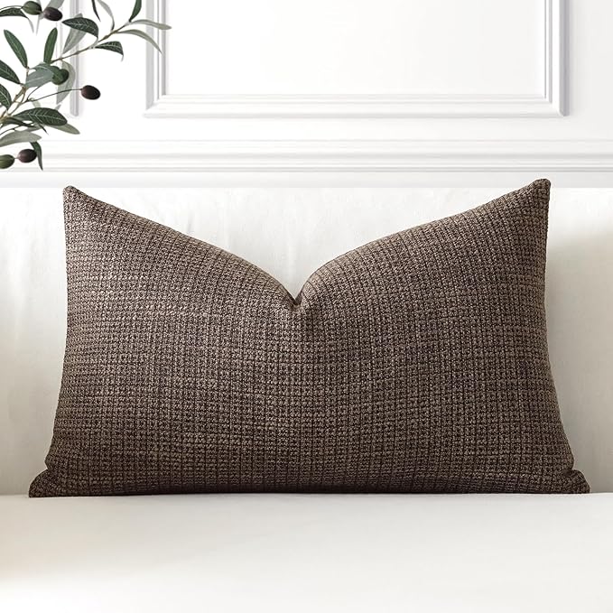 OTOSTAR Linen Throw Pillow Cover Set of 1 Decorative Lumbar Pillowcases Cushion Covers 16x24 Inch for Home Decor Sofa Bedroom Car 40 x 60CM Dark Brown