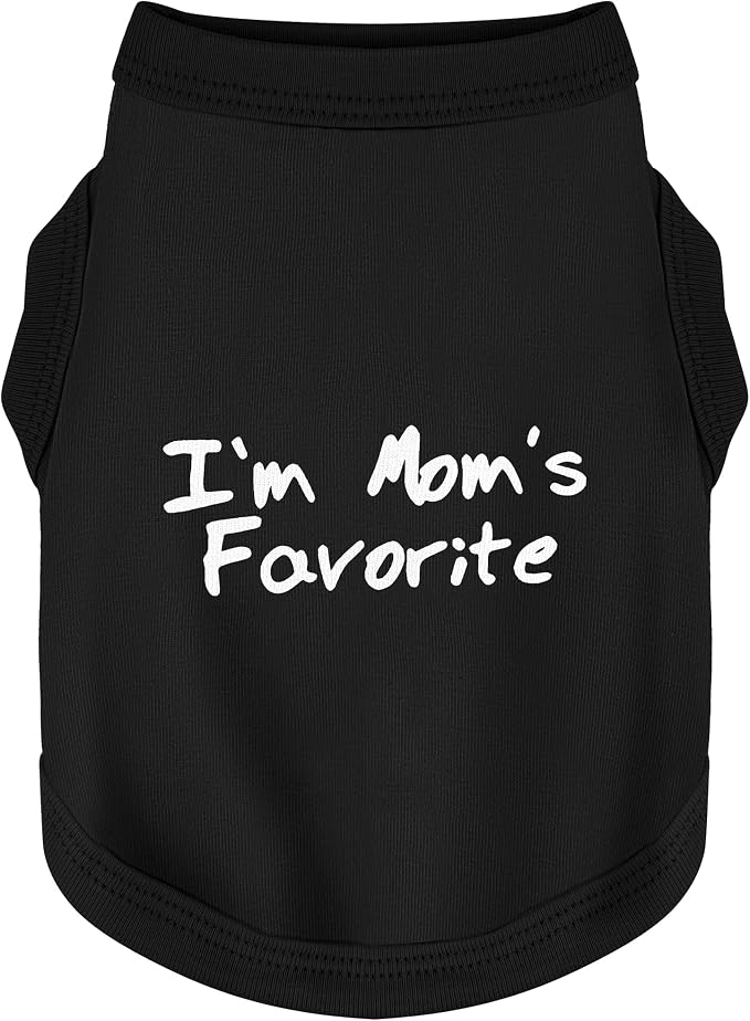 Cozy Sleeveless Canine Wear Dog Clothes, Soft, Lightweight, and Breathable Cotton Dog Shirt with I'm Mom's Favorite Print.Vest Tank Top Ideal for Small, Medium, and Large Breeds Black S
