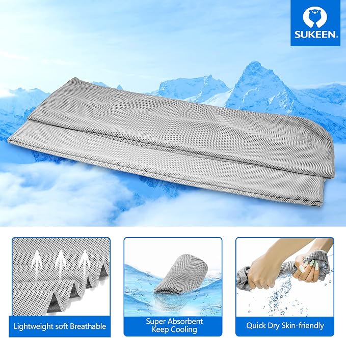 Sukeen 4 Pack Cooling Towels for Hot Weather 40"x12", Gym Towels for Men and Women, Soft Breathable Workout Towels for Yoga, Running, Sport, & More