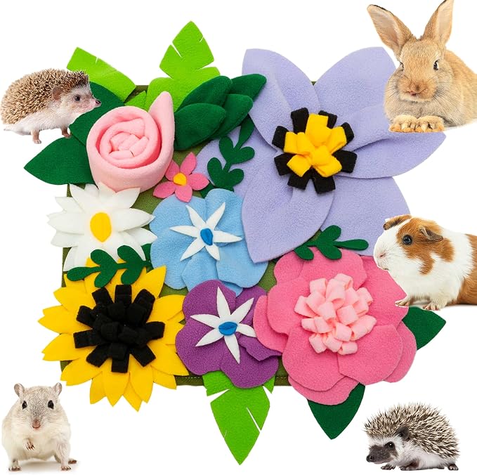 Snuffle Mat for Rabbit, Cute Flower Interactive Bunny Foraging Toy