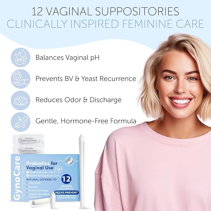 Vaginal Probiotics Suppositories for Women | Boric Acid for Women | pH Balance Support | Helps with Odor, Burning, Itching & Discharge | Yeast Infection Care for Feminine Comfort | 12 Suppositories