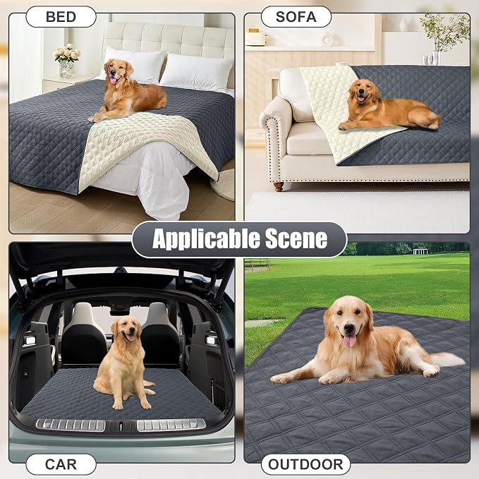 Smiry Waterproof Reversible Pet Couch Covers for Dogs | Pet Friendly, Soft Fabric, Washable Sofa Furniture Protector for Dogs Cat Kids, Checkered (30"x53", Dark Grey/Beige)