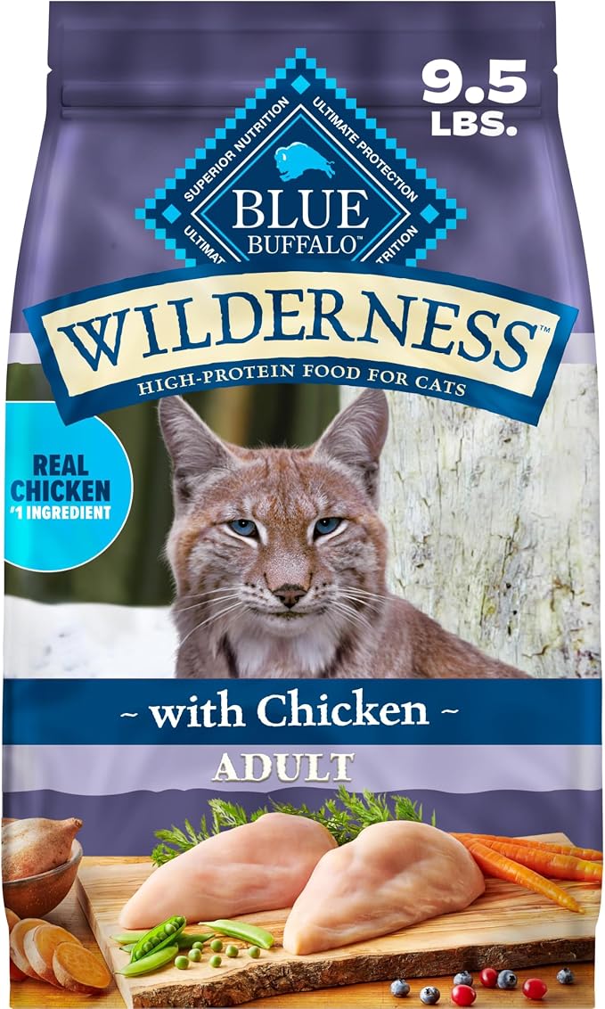 Blue Buffalo Wilderness Chicken Adult Dry Cat Food, Grain-Free, 9.5 lb | Real Chicken #1 Ingredient, High Protein Nutrition, Supports Immunity with Antioxidant-Rich LifeSource Bits
