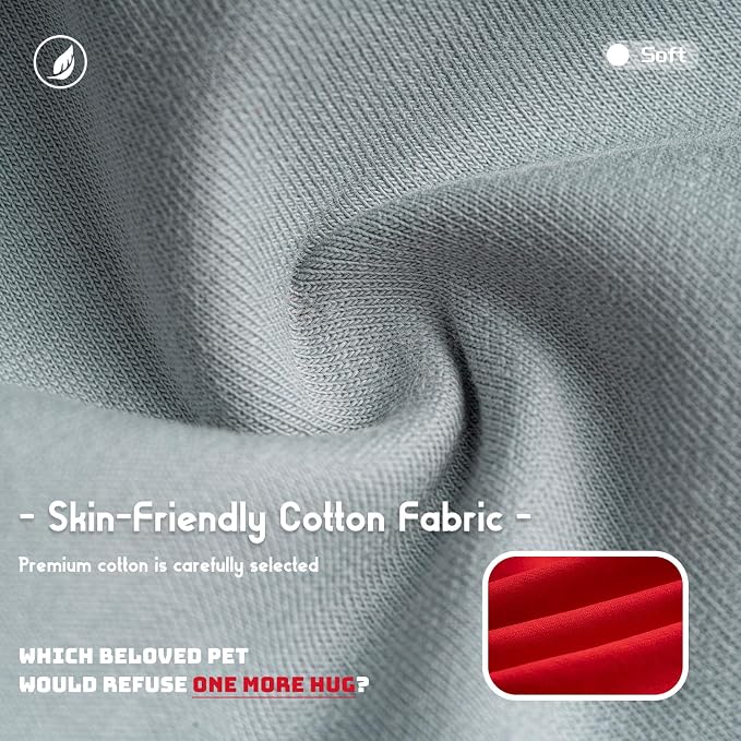 Koneseve Dog Shirts Breathable Cotton Stretchy - Sunny Red & Smoky Blue 2XL | 2-Pack Soft Basic T-Shirt for Small & Medium Dogs, Solid Plain Clothes for All Seasons, Easy Pull-On, Daily & Outdoor Wear