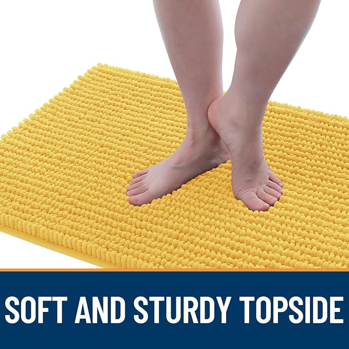 OLANLY Dog Door Mat for Muddy Paws 44x24, Extra Absorbent Chenille Mud Mat | Yellow, Absorbs Moisture and Dirt, Non-Slip Machine Washable Doormat, Quick-Drying Indoor Entryway Floor Mat for Dogs