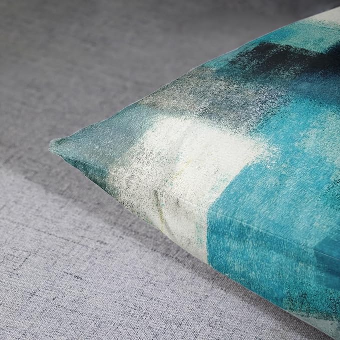Emvency Throw Pillow Covers Set of 2, 20 x 20 Inch, Turquoise White Gray | Abstract Modern Painting Outdoor Decorative Square Pillow Cases Couch Cushion Case for Couch Bed Sofa Living Room Home Decor